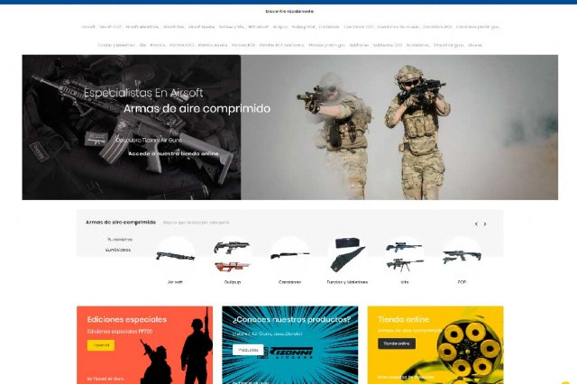 Diseño web tienda armas aire comprimido