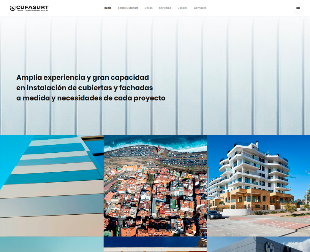 Diseño de página web para empresa instalación fachadas, cubiertas