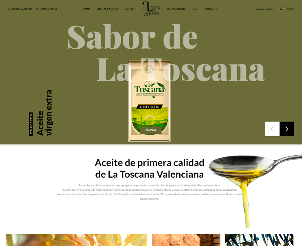 Página web y tienda online empresa de aceite de oliva