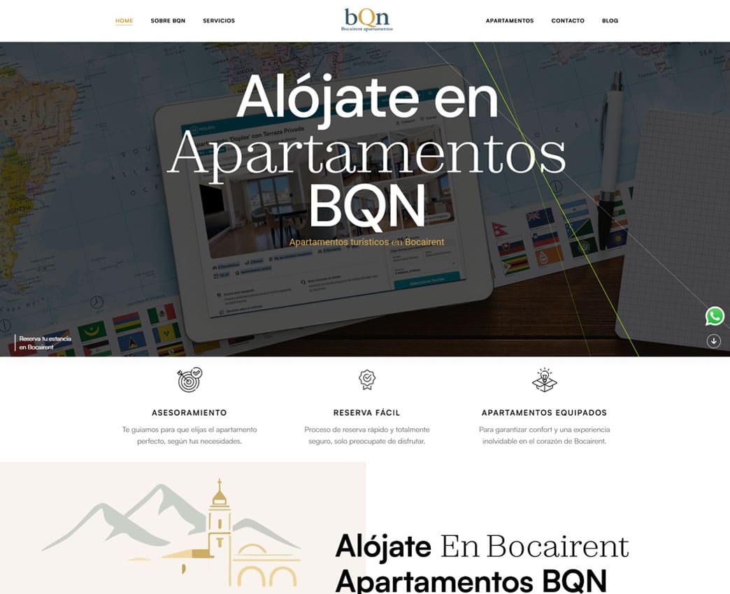 Diseño de página web para apartamentos vacacionales en el interior de Valencia